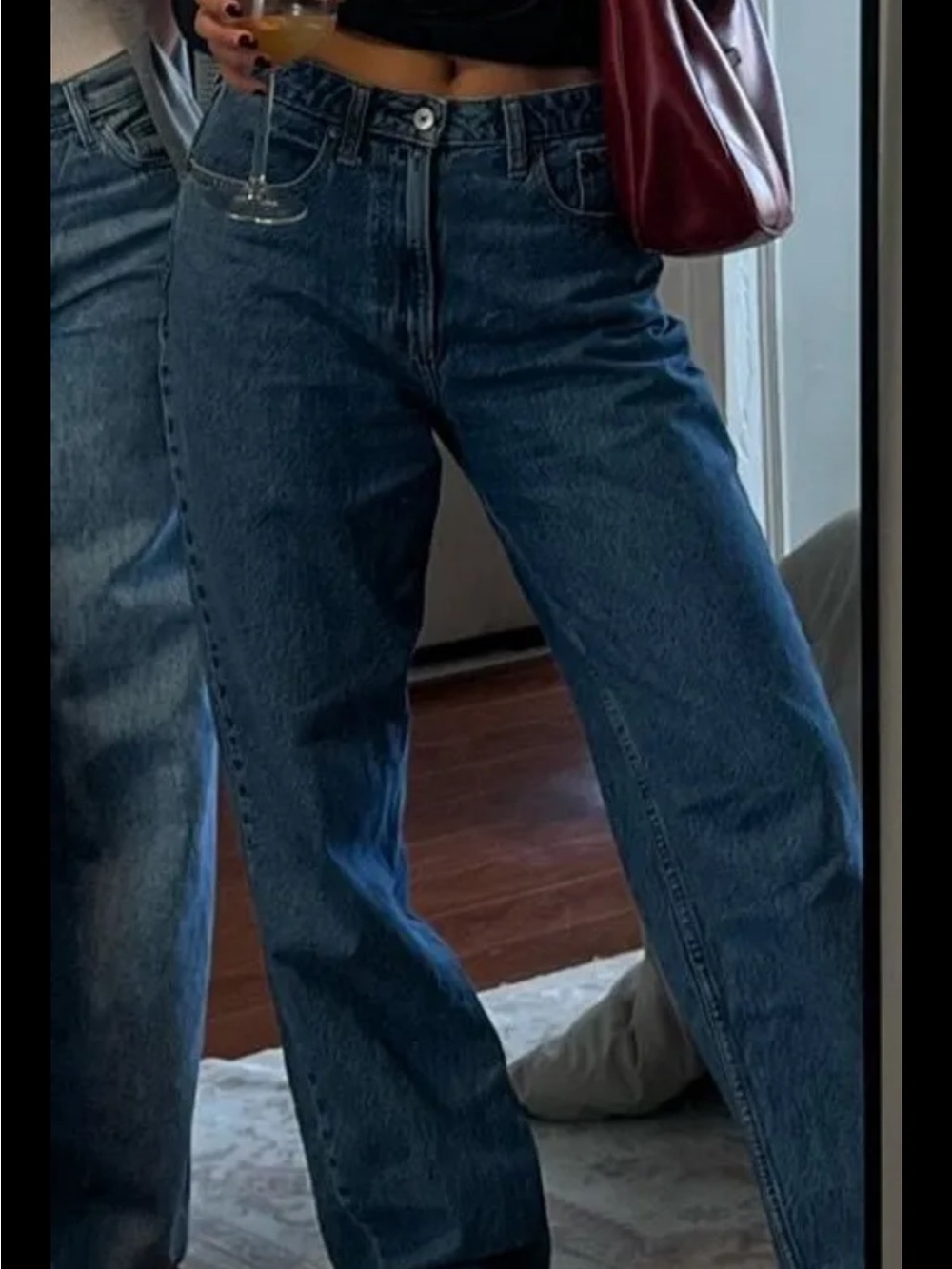 Abercrombie & Fitch Dark Blue High-Rise Loose Curve Love Jeans